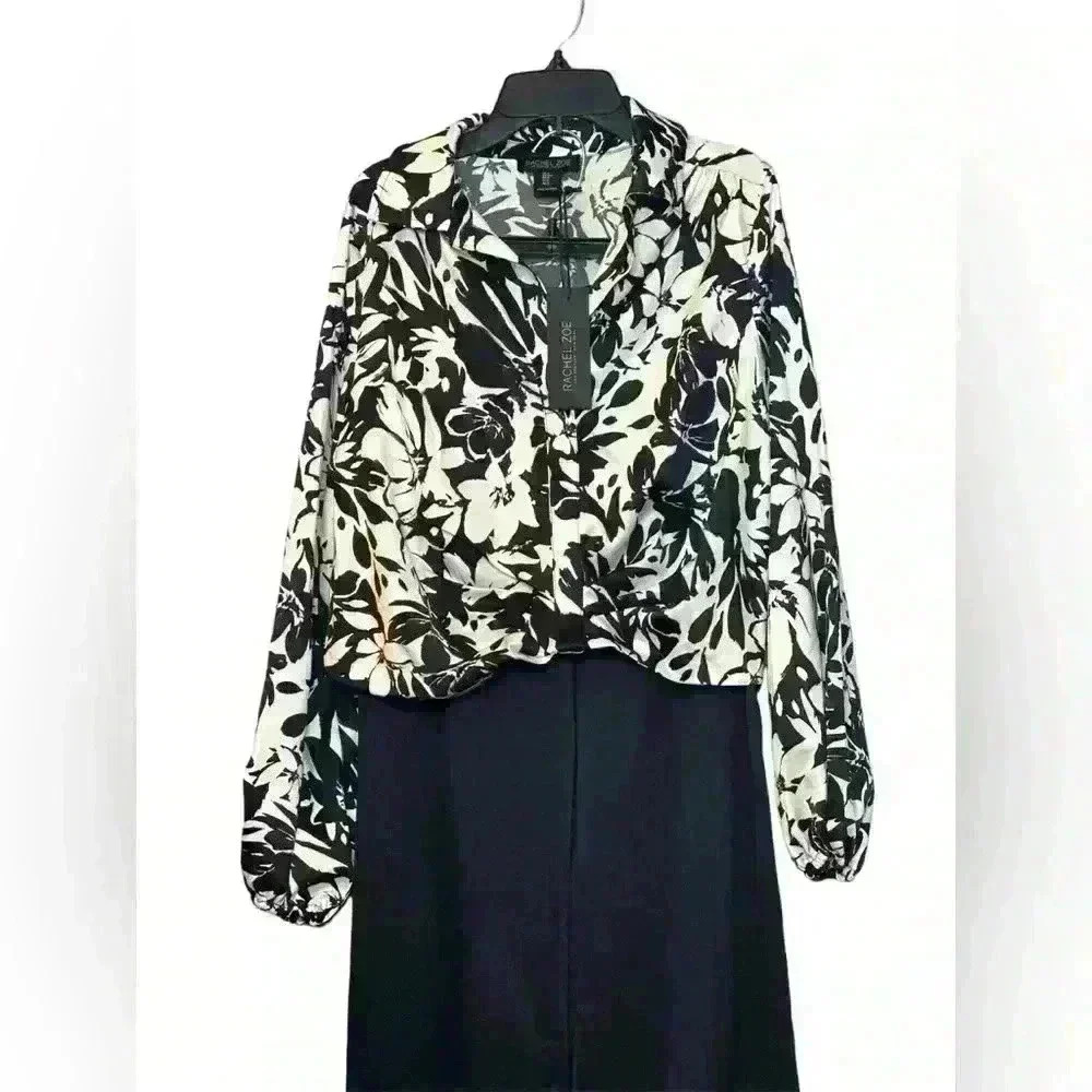 Rachel Zoe 2 Piece Set Black And White Flower Size S